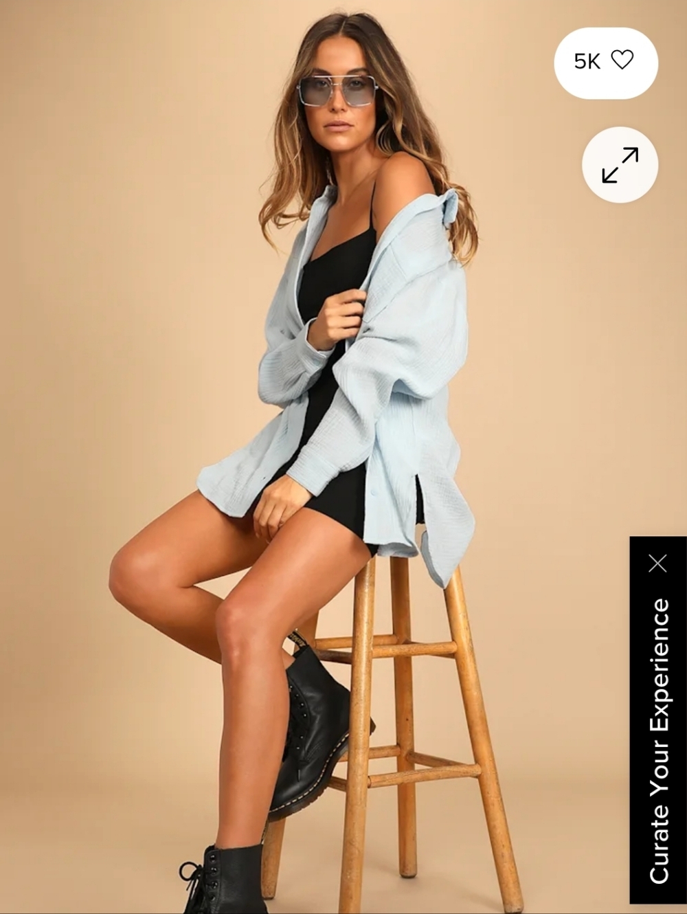 Lulus Light Blue Oversized Button Up Top